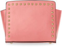 Psaníčko lichoběžník dámská kabelka cvočky - korálový - 4