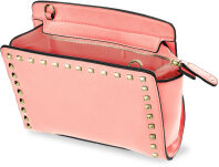 Psaníčko lichoběžník dámská kabelka cvočky - korálový - 5