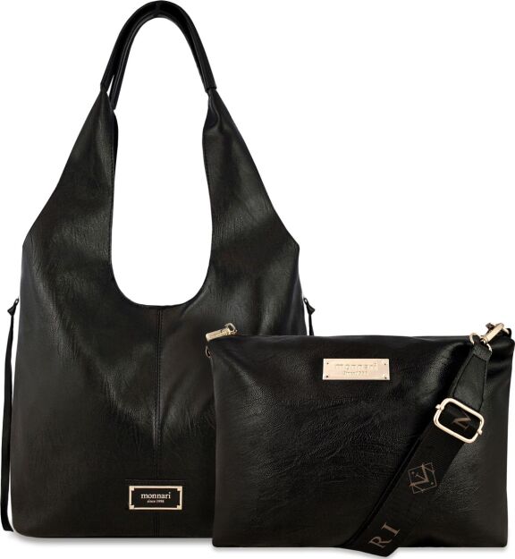 Monnari dámská taška vak shopper volná kabelka 2v1 + crossbody - černá