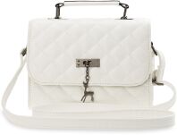 Pevná dámská kabelka kufřík prošívaná kůže červená - 3