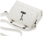 Pevná dámská kabelka kufřík prošívaná kůže červená - 4