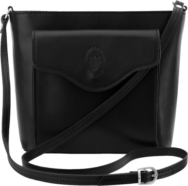 Dámská kožená crossbody kabelka italská 100% přírodní kůže – černá