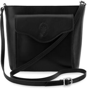 Dámská kožená crossbody kabelka italská 100% přírodní kůže – černá