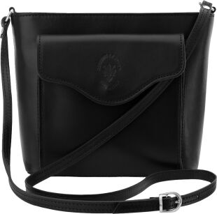 Dámská kožená crossbody kabelka italská 100% přírodní kůže – černá