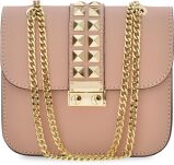 Italská kožená crossbody kabelka s cvočky a řetízkem - 7