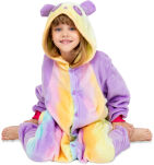 Jednodílné kigurumi pyžamo dětský overal kostým onesie - pastelová fialová panda - 2
