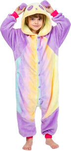 Jednodílné kigurumi pyžamo dětský overal kostým onesie - pastelová fialová panda
