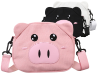 Malá půvabná dívčí kabelka plátěná listonoška ve tvaru prasátka - 2