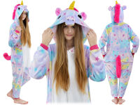 Pyžamo kigurumi jednodílný kostým s kapucí – duhový jednorožec hvězdičkya - 4