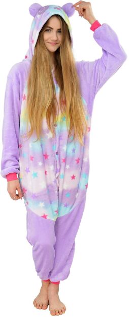 Kigurumi jednodílné pyžamo overal s kapucí – panda s hvězdičkami
