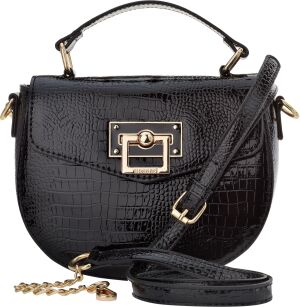 Elegantní lakovaná kabelka Monnari přes rameno pošťáckého typu - černá