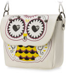 Módní dívčí kabelka listonoška s potiskem sovy žlutá - 2