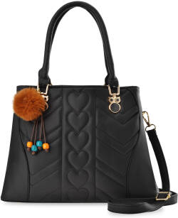Klasický kufřík prostorná prošívaná kabelka dámský shopper bag aktovka do ruky a přes rameno s klíčenkou - černá