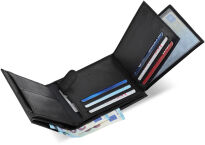 Klaklasická kožená pánská peněženka cavaldi horizontální elegantní objemná - černá - 6