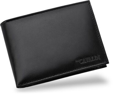 Klaklasická kožená pánská peněženka cavaldi horizontální elegantní objemná - černá