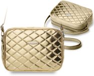 Prošívaná malá dámská kabelka zlatá - 3