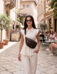 Dámská ledvinka Peterson elegantní crossbody kabelka přes rameno s kapsami - hnědá - 4