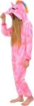 Kigurumi jednodílné pyžamo kostým s kapucí – růžový jednorožec - 2