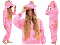 Kigurumi jednodílné pyžamo kostým s kapucí – růžový jednorožec - 4
