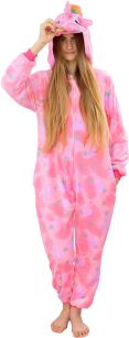 Kigurumi jednodílné pyžamo kostým s kapucí – růžový jednorožec