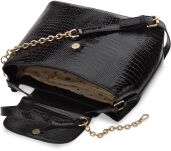 Monnari dámská kabelka s krátkým držadlem lakovaná kufříková poštovní brašna aktovka - černá - 3