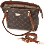 Monnari taška s logovaným vzorem velká taška shopper loď aktovka na rameno - hnědá - 4