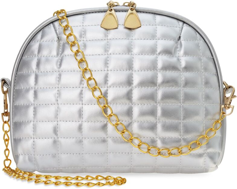 Prošívaná dámská kabelka listonoška - stříbrná