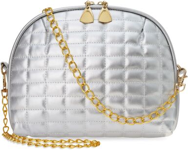 Prošívaná dámská kabelka listonoška - stříbrná