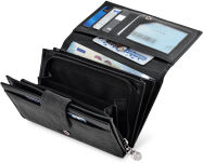 Dámská objemná peněženka z přírodní mramorově hladké kůže peněženka na mince jennifer jones na zip - černá - 3