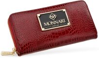 Lakovaná dámská peněženka monnari s logem a reliéfním vzorem kůže - červená - 2