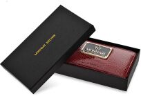 Lakovaná dámská peněženka monnari s logem a reliéfním vzorem kůže - červená - 3